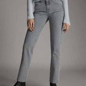 Massimo Dutti Women's Straight Leg Jeans in Gray